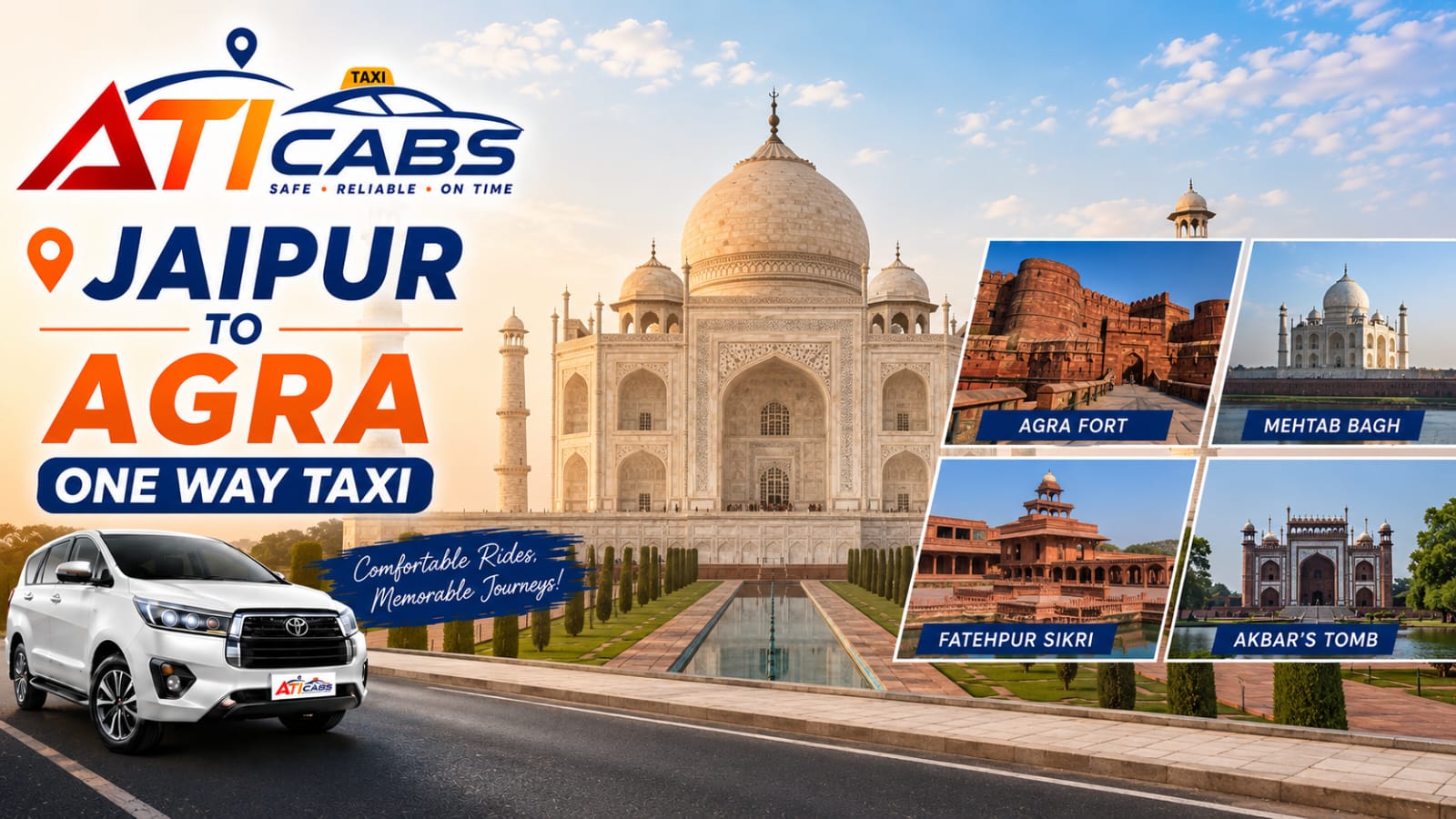Jaipur to Agra One Way Taxi