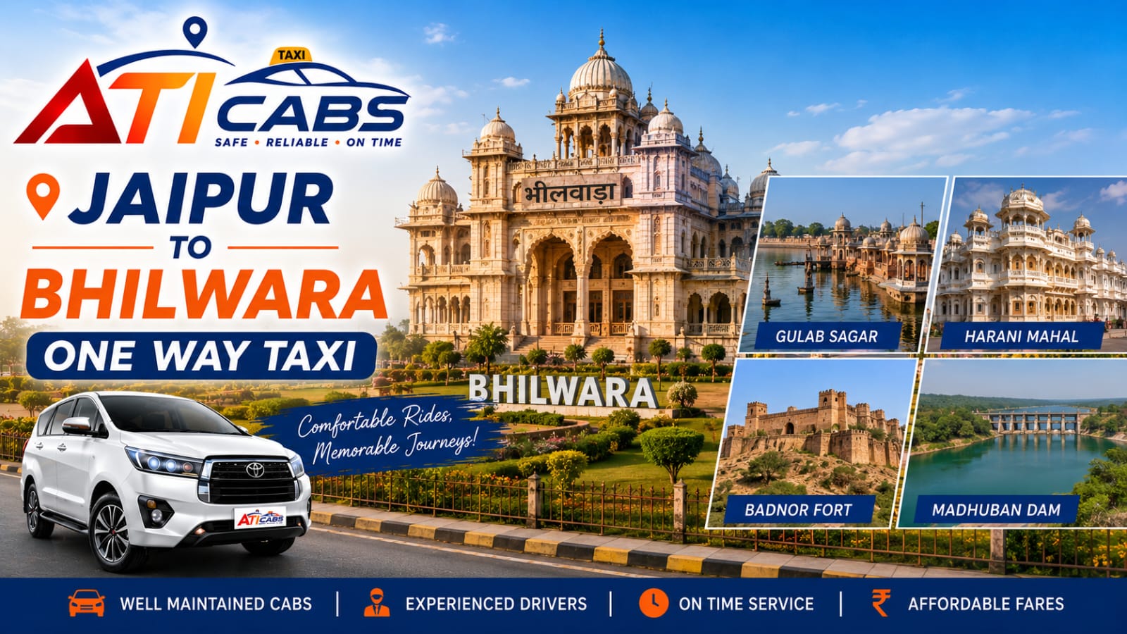 Jaipur to Bhilwara One way Taxi