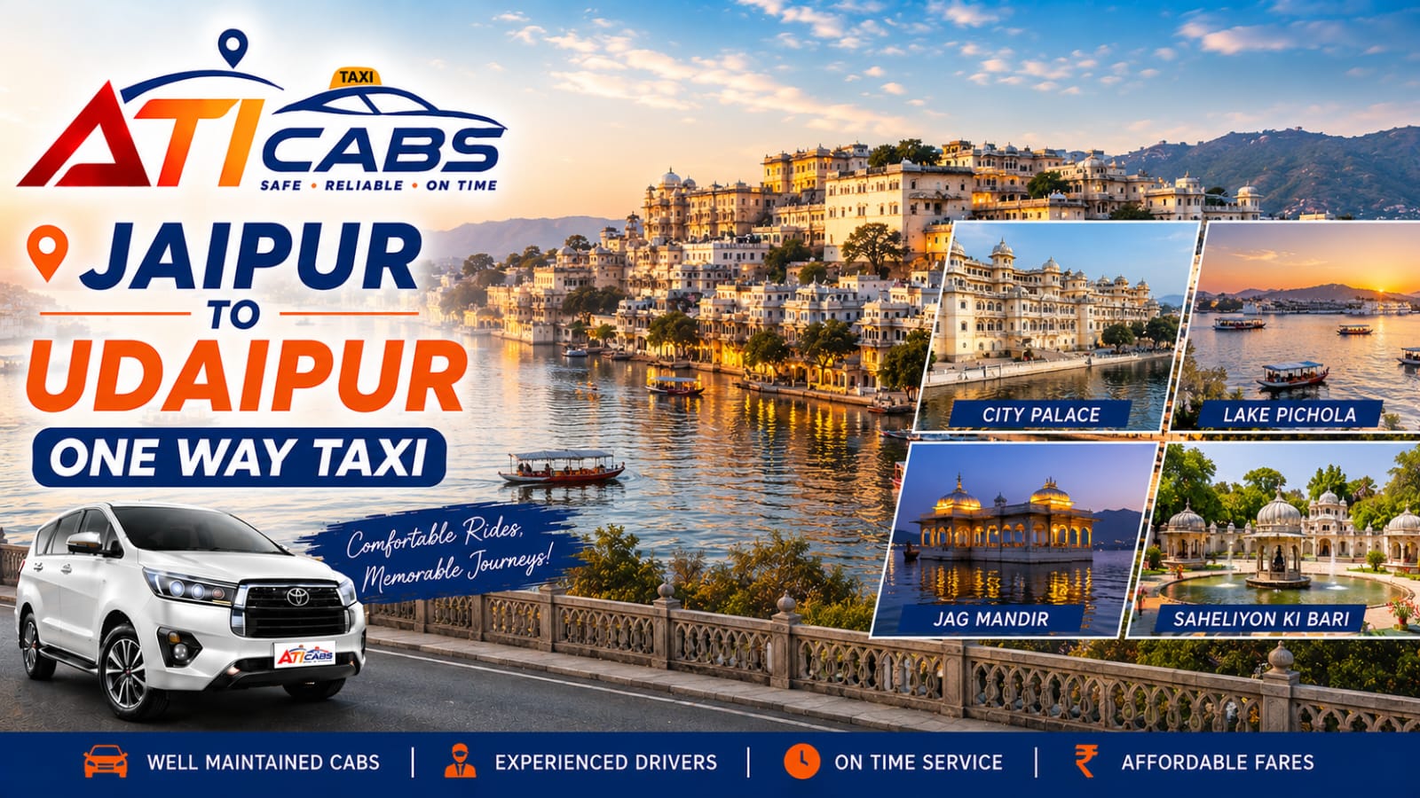 Jaipur to Udaipur One Way Taxi